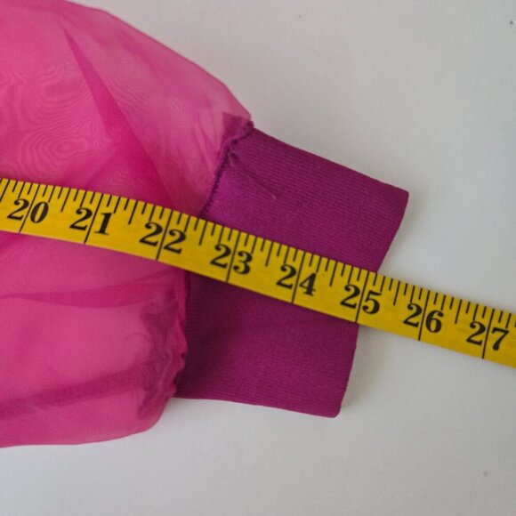House of Harlow 1960 Fuchsia Bodycon Dress Sheer Sleeves Sz L - Picture 9 of 9